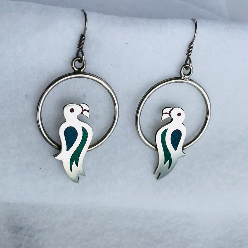 Vintage Sterling Parrot Earrings